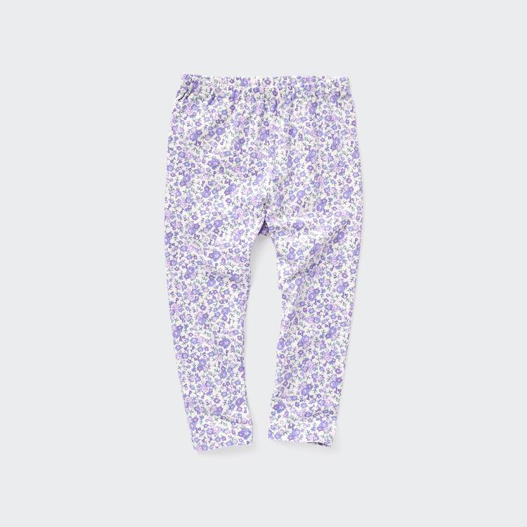 Purple Uniqlo Flower Print Baby Leggings-FCR642719