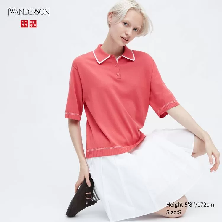 Tops Uniqlo Jw Anderson Short Sleeved Polo Women Pink-NCJ127869