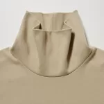 Tops Uniqlo Smooth Stretch Cotton Turtleneck Long Sleeved Woman Beige