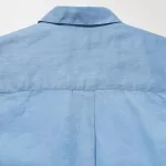 Uniqlo 100% Premium Linen Skipper Collar 3/4 Sleeved Women’s Shirts Blue