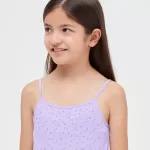 Uniqlo Airism Cotton Blend Printed Camisole Tops Kids Light Purple