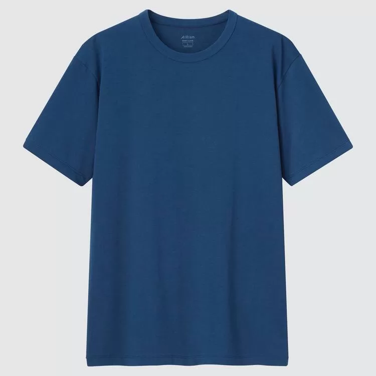 Uniqlo Airism Cotton Crew Neck T-shirt Men Blue Uniqlo Airism Cotton Crew Neck T-shirt Men Blue