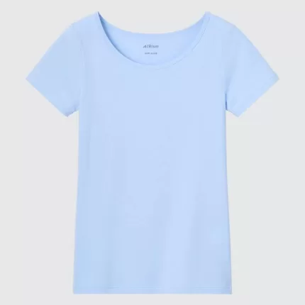 Uniqlo Airism Cotton Scoop Neck T-Shirt Kids Light Blue