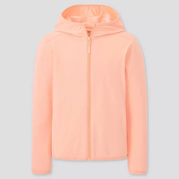 Uniqlo Airism UV Protection Mesh Hoodie (2021 Season) Kids Light Orange Uniqlo Airism UV Protection Mesh Hoodie (2021 Season) Kids Light Orange
