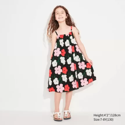 Uniqlo Andy Warhol Flowers Collection Ut Camisole Dress Kids Pink