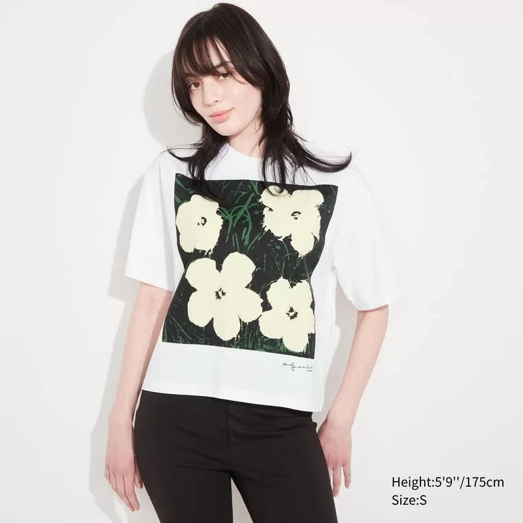 Uniqlo Andy Warhol Flowers Collection Ut Printed T-shirt Women White Uniqlo Andy Warhol Flowers Collection Ut Printed T-shirt Women White