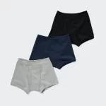 Uniqlo Boxer Underwear (Three Pairs) Boys Grey Blue Black