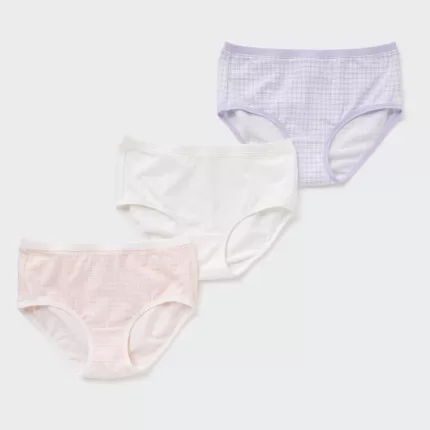 Uniqlo Checked Hiphugger Underwear (Three Pairs) Kids Pink White Purple