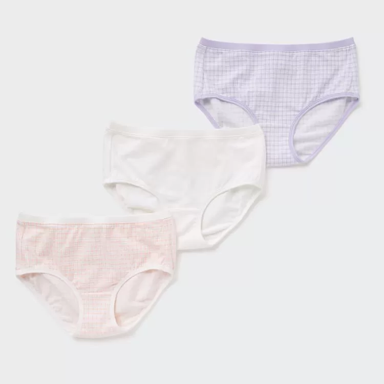 Uniqlo Checked Hiphugger Underwear (Three Pairs) Kids Pink White Purple Uniqlo Checked Hiphugger Underwear (Three Pairs) Kids Pink White Purple