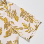 Uniqlo Cotton Blend Casual Printed Short Sleeved (Open Collar) Men’s White Shirts