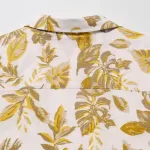 Uniqlo Cotton Blend Casual Printed Short Sleeved (Open Collar) Men’s White Shirts