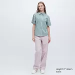 Uniqlo Cotton Checked Short Sleeved Women’s Shirts Green