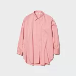 Uniqlo Cotton Twill Oversized Long Sleeved Women’s Shirts Pink