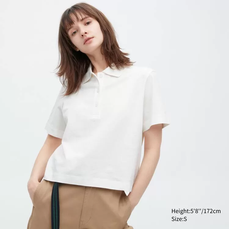 Uniqlo Cropped Relaxed Fit Short Sleeved T-shirt Women White Uniqlo Cropped Relaxed Fit Short Sleeved T-shirt Women White