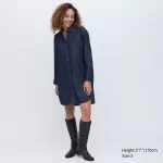 Uniqlo Denim Long Sleeved Dress Women Blue