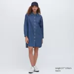 Uniqlo Denim Long Sleeved Dress Women Blue