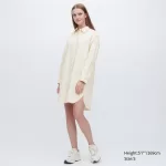Uniqlo Denim Long Sleeved Dress Women White
