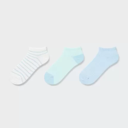Uniqlo Dotted Short Socks (Three Pairs) Kids Blue White