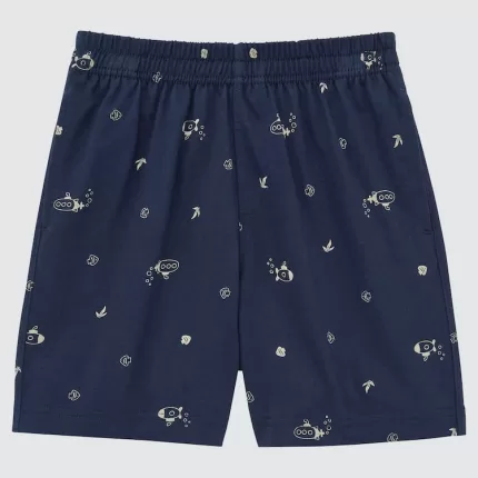 Uniqlo Dry Printed Baby Shorts Navy Blue