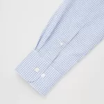 Uniqlo Easy Care Checked Stretch Slim Fit (Semi-cutaway Collar) Men’s Shirts Blue