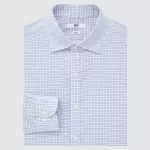 Uniqlo Easy Care Checked Stretch Slim Fit (Semi-cutaway Collar) Men’s Shirts Blue