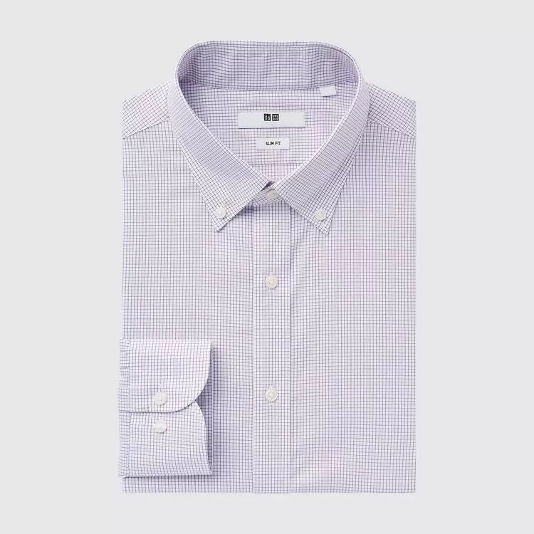 Uniqlo Easy Care Stretch Slim Fit Checked (Button-down Collar) Shirts Men Purple Uniqlo Easy Care Stretch Slim Fit Checked (Button-down Collar) Shirts Men Purple