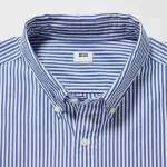Uniqlo Extra Fine Cotton Broadcloth Regular Fit (Button-down Collar) Men’s Blue Shirts