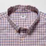Uniqlo Extra Fine Cotton Broadcloth Regular Fit Checked (Button-down Collar) Men’s Shirts Pink