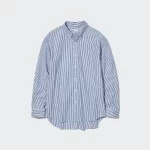 Uniqlo Extra Fine Cotton Broadcloth Regular Fit Striped (Button-down Collar) Men’s Shirts Blue
