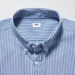 Uniqlo Extra Fine Cotton Broadcloth Regular Fit Striped (Button-down Collar) Men’s Shirts Blue