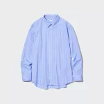 Uniqlo Extra Fine Cotton Broadcloth Regular Fit Striped Men’s Shirts Blue