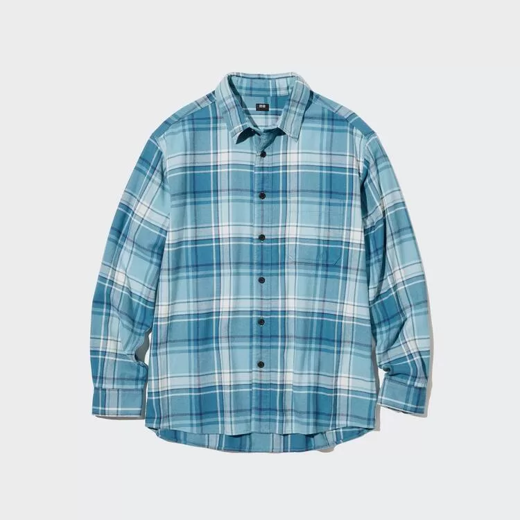 Uniqlo Flannel Checked Regular Fit (Regular Collar) Men’s Shirts Blue Uniqlo Flannel Checked Regular Fit (Regular Collar) Men’s Shirts Blue