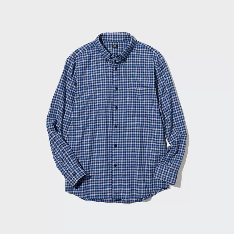 Uniqlo Flannel Regular Fit Checked (Button-down Collar) Men’s Shirts Blue Uniqlo Flannel Regular Fit Checked (Button-down Collar) Men’s Shirts Blue