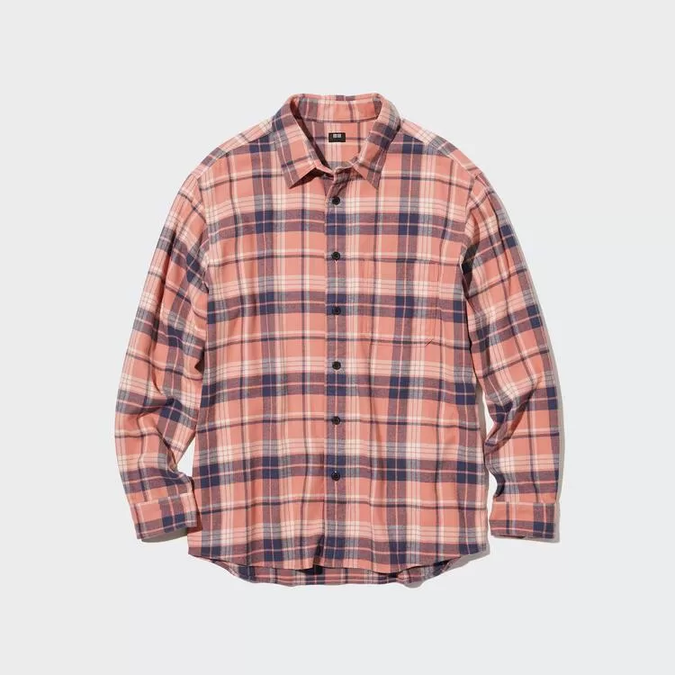 Uniqlo Flannel Regular Fit Checked (Regular Collar) Men’s Shirts Pink Uniqlo Flannel Regular Fit Checked (Regular Collar) Men’s Shirts Pink