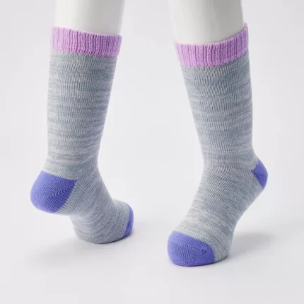 Uniqlo Heattech Colour Block Socks (Two Pairs) Kids Grey Blue
