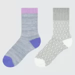 Uniqlo Heattech Colour Block Socks (Two Pairs) Kids Grey Blue