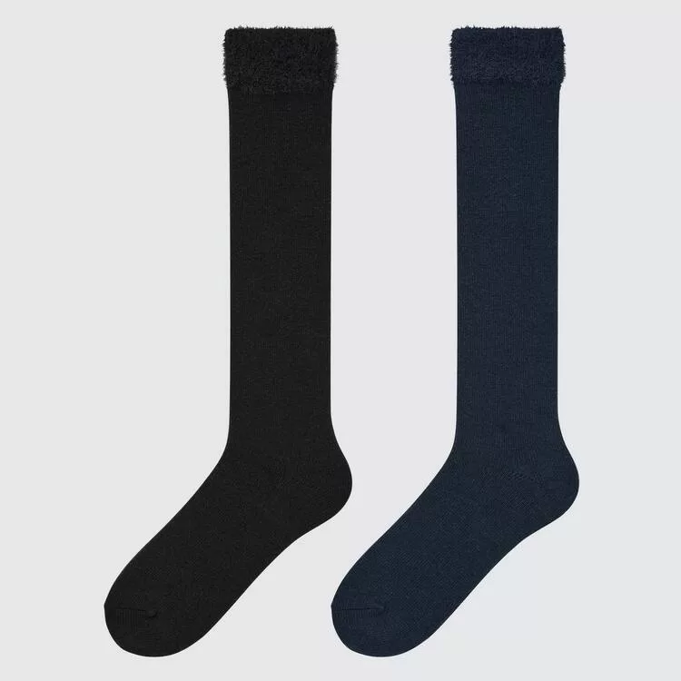 Uniqlo Heattech Knee High Fluffy Socks (Two Pairs) Kids Black Uniqlo Heattech Knee High Fluffy Socks (Two Pairs) Kids Black