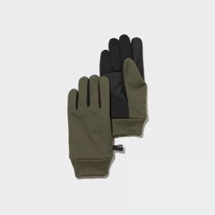 Uniqlo Heattech Lining Touchscreen Thermal Gloves Kids Olive Green