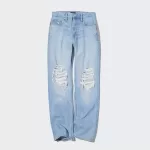Uniqlo High Rise Straight Leg Distressed Women’s Jeans Blue