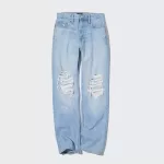 Uniqlo High Rise Straight Leg Distressed Women’s Jeans Blue