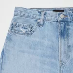 Uniqlo High Rise Straight Leg Distressed Women’s Jeans Blue