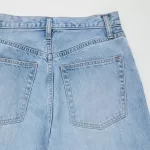 Uniqlo High Rise Straight Leg Distressed Women’s Jeans Blue