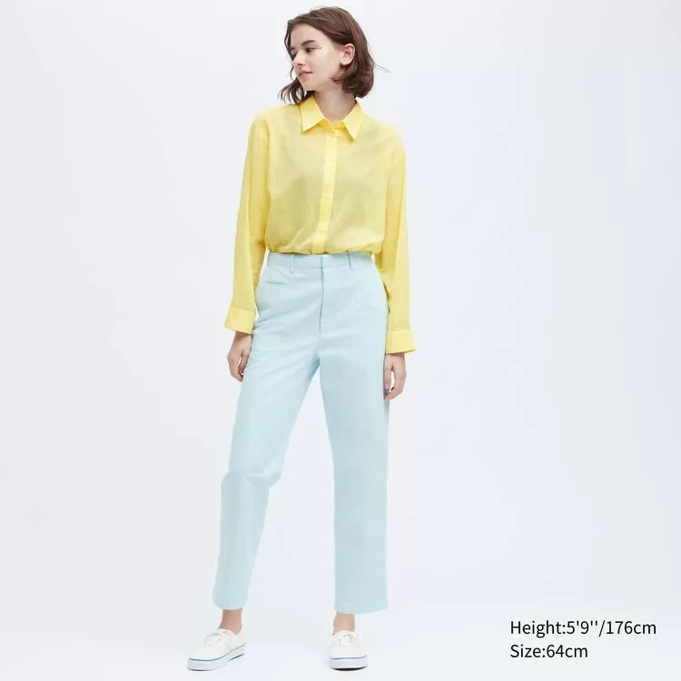 Uniqlo Ines De La Fressange Cotton Chino Pants Women Blue - uniqlo-women, uniqlo-pants-women, uniqlo-pants-pants-women