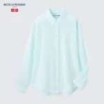 Uniqlo Ines De La Fressange Sheer Embroidered Long Sleeved Women’s Shirts Blue