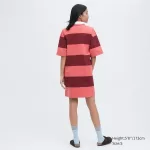 Uniqlo JW Anderson Striped Polo Short Sleeved Dress Women Pink