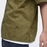 Uniqlo Jw Anderson Casual Printed Short Sleeved (Open Collar) Men’s Shirts Olive Green