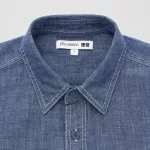 Uniqlo Jw Anderson Chambray Oversized Short Sleeved Men’s Shirts Blue