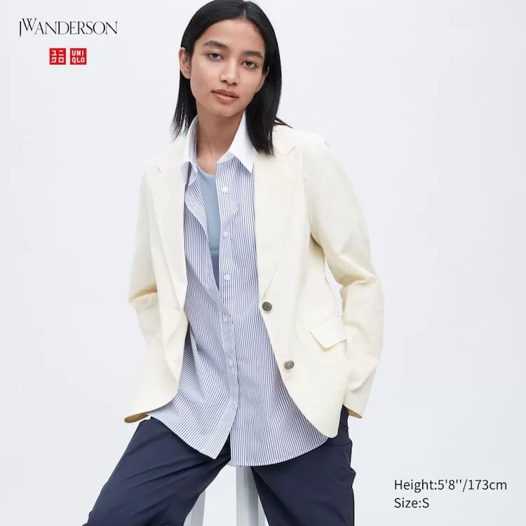 Uniqlo Jw Anderson Linen Blend Women’s Jackets White Uniqlo Jw Anderson Linen Blend Women’s Jackets White