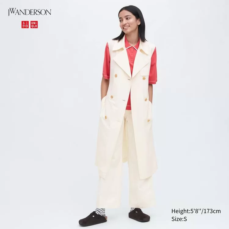 Uniqlo Jw Anderson Linen Blended Sleeveless Lapel Dress Women White Uniqlo Jw Anderson Linen Blended Sleeveless Lapel Dress Women White