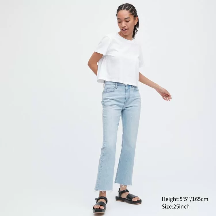 Uniqlo Kick Flared Cut-off Women’s Jeans Blue Uniqlo Kick Flared Cut-off Women’s Jeans Blue